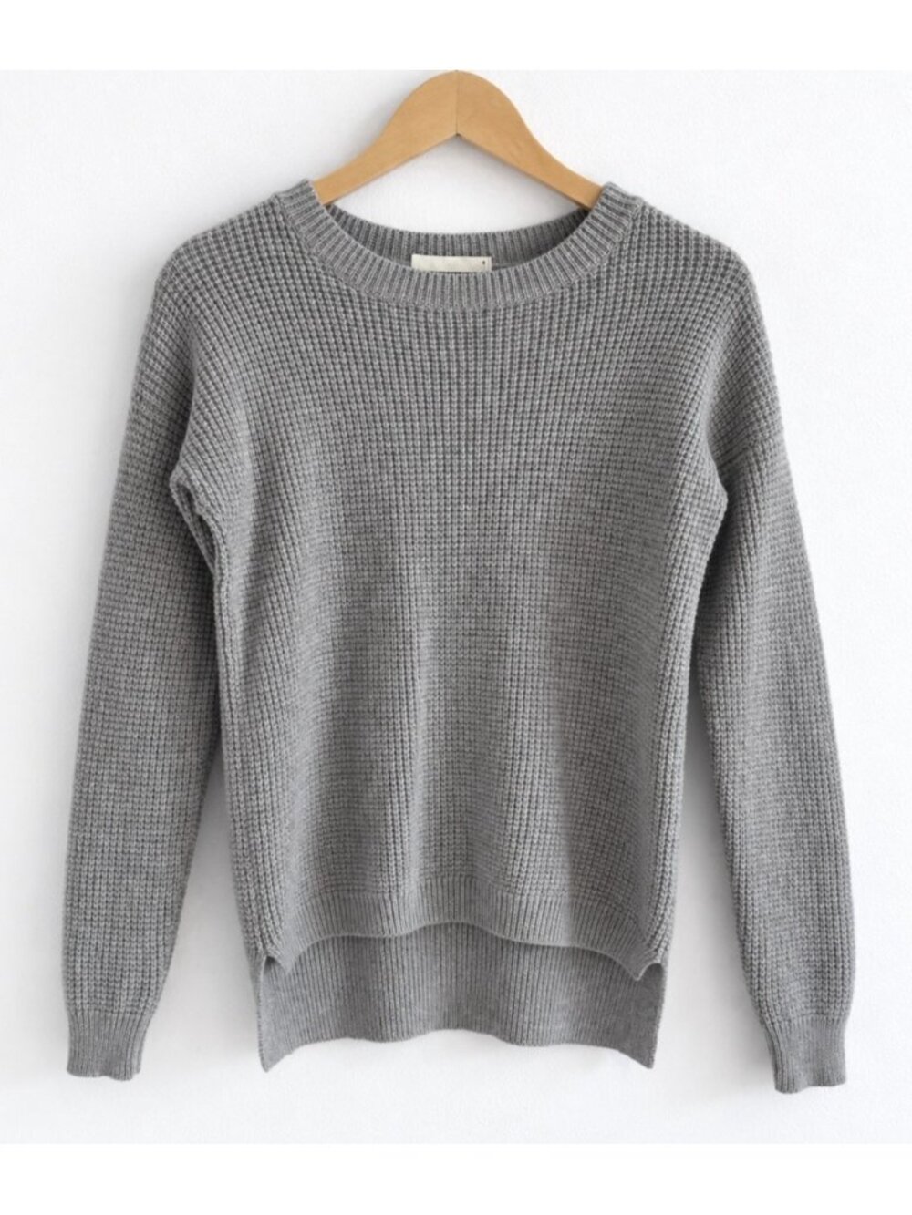 Aritzia Wilfred Free Isabelli 100% Merino Wool Waffle Knit Sweater Gray S